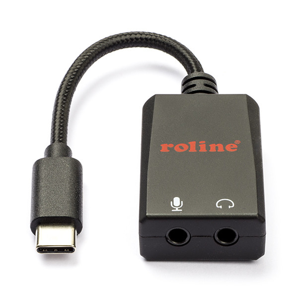 USB C naar 2x jack 3.5 mm adapterkabel Roline 0.15 meter (Stereo
